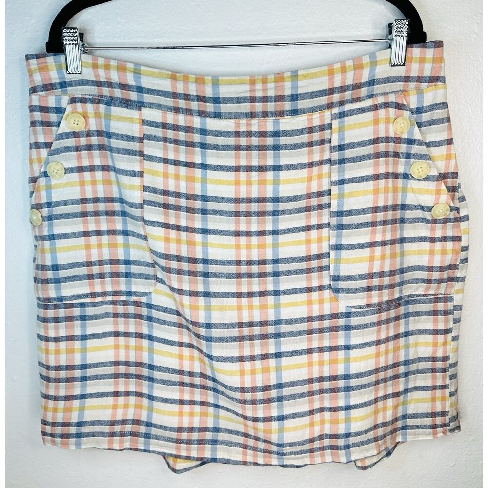 Cato Plus Checkered Pastel Skirt With Attached Shorts Linen Blend 18/20W